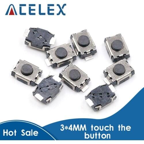50PCS SMD 2Pin 3X4MM Tactile Tact Push Button Micro Switch Momentary