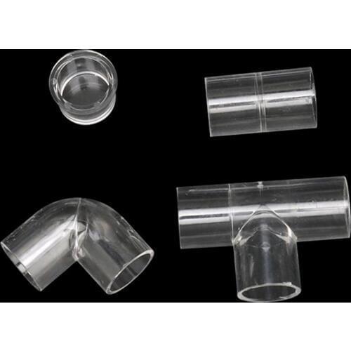25mm Inner Diameter Transparent Acrylic Tee Straight Elbow Connectors End Plugs Fish Tank Aquarium Pipe Connection Couplings