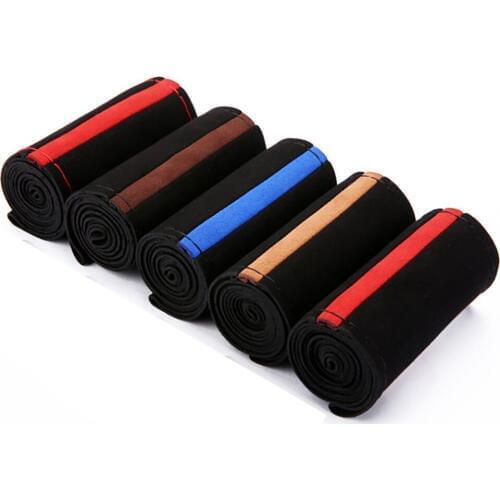 38cm Universal Auto Steering Wheel Cover Hand Sewing Braid Nonslip Vehicle Parts Artificial leather Steering cover couvre