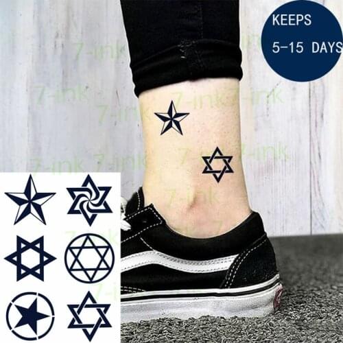 Juice Waterproof Temporary Tattoo Sticker Six Rayed Star Circle Totem Fake Tatto New Style 7-15 Days For Men Women