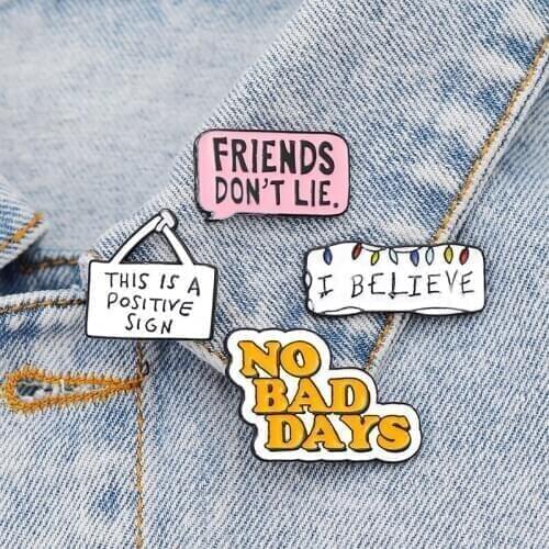 Zhijia High Quality Enamel Pin Cute Message Lapel Pin Motivate People Famous Saying Badges Brooches For Women Quote Jewelry