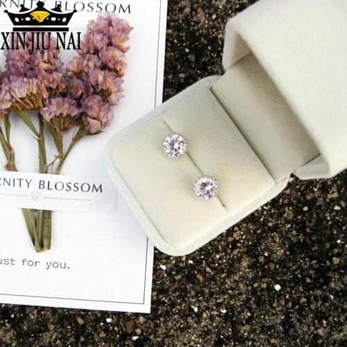 Hot Sell Multi Prongs 8mm Top Quality tanzanite Single Round Cubic Zirconia Stud Earrings Factory Austrian diamond girl earrings