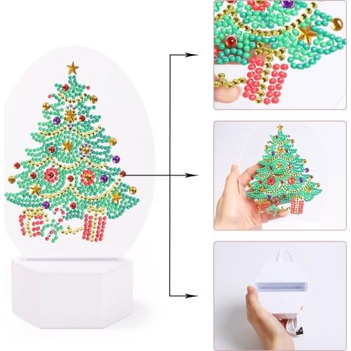 ZOOYA Diamond Painting Led Light Lamp Special Shaped Christmas Tree Diamond Mosaic Cross Stitch Embroidery Diamond Art Home Gift