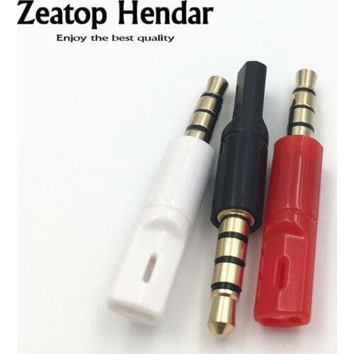 100Pcs 3.5mm Male 4 Pole Audio Plug Adaptor for Flat Cable DIY Repair Earphone Soldering Connector