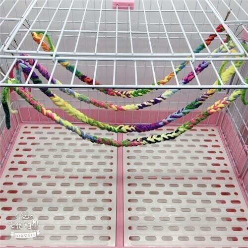 4 Pcs Little Pet Ferret Hamster Toy Accessories Adventure Cable Bridge Swing Playground Hammock Climbing Rope Bird Stand