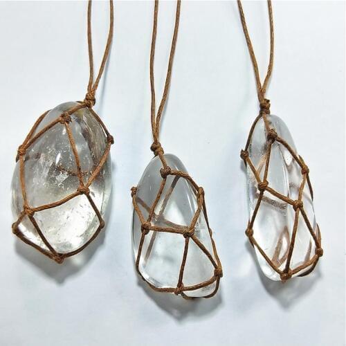 6pcs/lot Natural Stone necklace white crystal pendant for Jewelry Hand Making retro weaving style