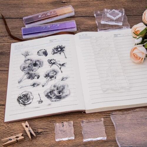 7pcs/set Transparent Acrylic Clear Stamp Block Pad Scrapbooking DIY Handmade Tool Transparent Backboard Lace Seal DIY Decor Tool