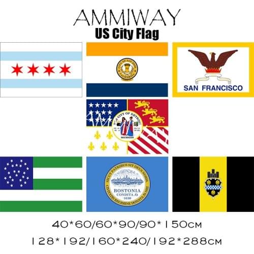 AMMIWAY United States City Flags Chicago San Jose San Francisco Detroit New York City Police Boston Pittsburgh American USA Flag