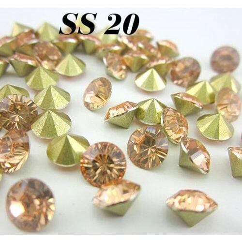Free shipping Fashion SS20 4.6-4.8mm 432pcs/bag(3G) Champagne Resin rhinestones Pointback,Resin Stones for DIY Decoration