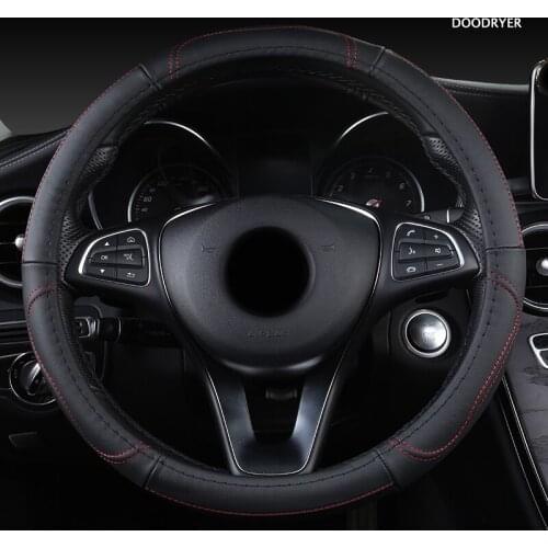 DOODRYER Leather Car Steering Wheel Cover For Fiat 500 500X Ducato Grande Punto Tipo Panda Freemont Bravo Stilo