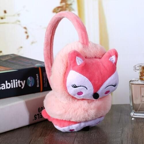 Childrens Winter Warm Ear Protection Cute Cartoon Animal Fox Plush Thick Soft Adjustable Earmuffs Cute Headband Earmuffs 2021