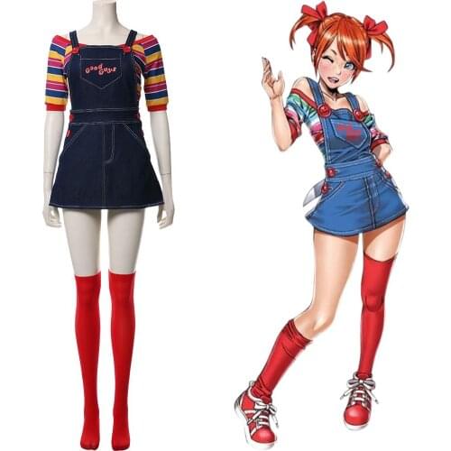 Childs Play Cosplay Chucky Costume Chucky Dress Outfit Adult Girls Women Fancy Dress Halloween Carnival Costume Custom