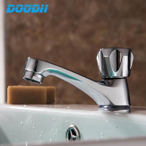 Doodii Free Shipping Chrome Finish Single Lever Home Bathroom Basin Faucet Spout Sink Cold Water Tap Kitchen Faucet Mixer Tap