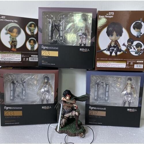 Attack on Titan Levi Action Figure Anime Figma 203 207 213 Eren Jaeger Mikasa Ackerman Levi Rivaille Figures Model Toy Gift