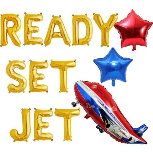 Ready Set Jet Balloons, Jet Birthday Party Decorations,Red Airplane Jet Aviation Adventure Themed Boys Girls Kids