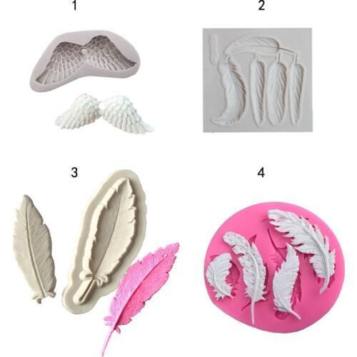 Leaves feather&wings shape 3D Craft Relief Chocolate confectionery Silicone Mold Fondant Cake Kitchen Decorating DIY Tools