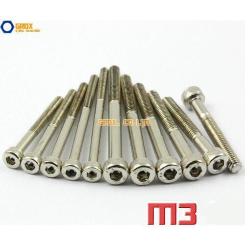 M3 Half Thread Nickel Plated Allen Bolt Hex Socket Cap Screw 12.9 Grade Alloy Steel