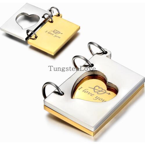 Fashion "I love you" Openable love letter pendant necklace for Women Men Gift Stainless Steel colgantes mujer Gold Silver Color