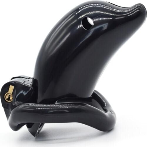 FAAK Plastic Male Chastity Device With 4 Size Rings Brass Lock Cock cage Sex Toys Dolphin Shape Penis Ring Man sex Products
