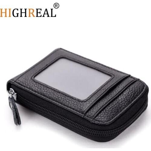 Genuine Leather Unisex Credit Card Holders Organ Female Card Case ID Holder Rfid Wallet Women Business Cardholder Organizer Coin