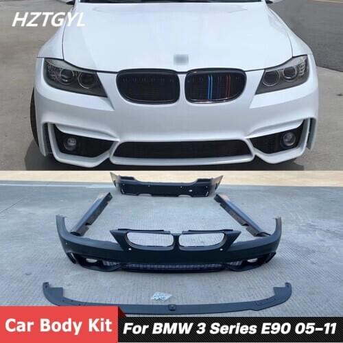 PP Material Unpainted Front Bumper Rear Bumper Side Skirts Car Body Kit For BMW 3 Series E90 Facelift M4 Style 2005-2011