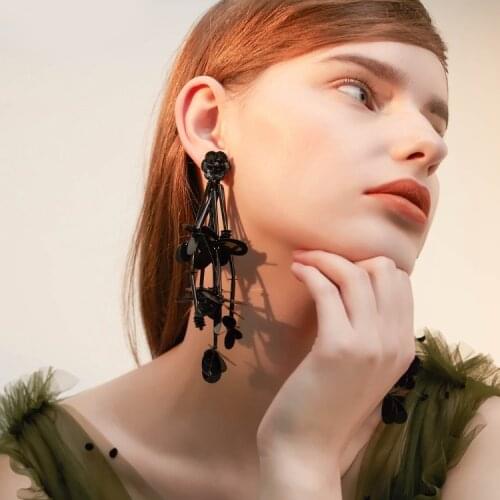 New Fashion Jewelry Women Earrings Pendant Flower Long Tassel Stud Dangle Earrings Jewelry Gifts