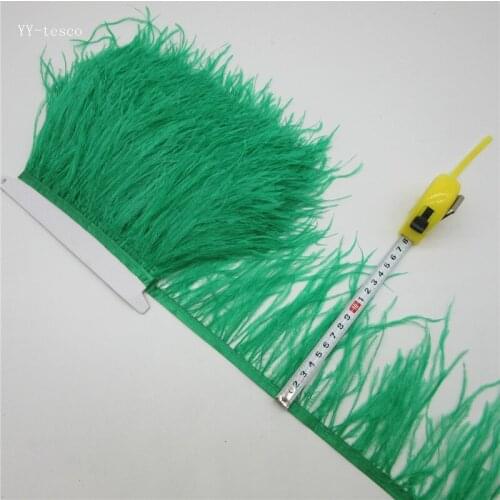 Wholesale 10 yards 4/6inch green Ostrich Feather Ribbon Fringe Trim For Wedding Skirt Dress Decoration DIY Clothes Accessories