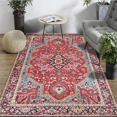 Persian Retro Style Large Area Rug High Quality Abstract Flower Art Carpets For Living Room Bedroom Turkish Anti-Slip Floor Mat