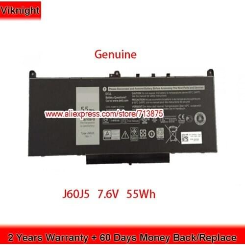 Genuine 7.6V 55Wh J60J5 MC34Y WYWJ2 Battery for Dell Latitude E5450 E7470 E7270 0F1KTM 1W2Y2 242WD Laptop