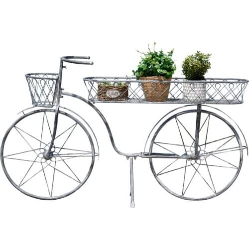 Bicycle Wrought Iron Flower Stand Outdoor Old Flower Shop Decoration Creative Personality European Garden Rack Retro Metal Shelf