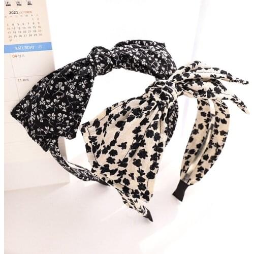 New Fashion Women Girls Hair Accessories Big Bow Knot Headband Classic Printed Flower Turban For Adult Hairband