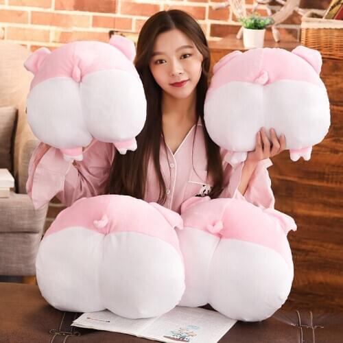 Dropshipping Creative Pink Pig Ass Plush Pillow Stuffed Animals Asses Shaped Pillow Hand Warmer Decor Lumbar Cushion decoration