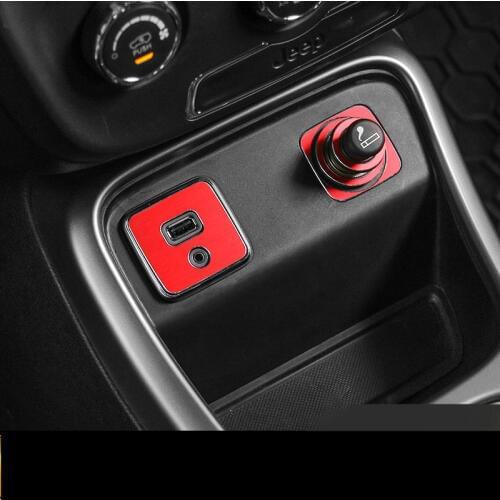 Silver Red Blue Carbon Fibre Gear USB/Cigar Panel Decorated Plate Cover Frame For Jeep Compass 2017 AAA253