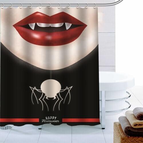 Polyester Fabric Vampire Girl Halloween Shower Curtain Pumpkin Party Decor Bathroom Curtain Waterproof With Hook Bath Curtain