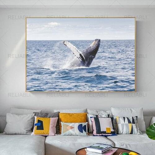Ocean Whale Seascape Scenery Modern Canvas Painting HD Prints Sea Landscape Posters Wall Picture for Home Decoration No Frame