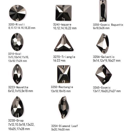 Jet hematite Flat back Sew on Rhinestones Glass Beads Crystal Strass Stones Rhinestone Appliques For Dance Garment Dress