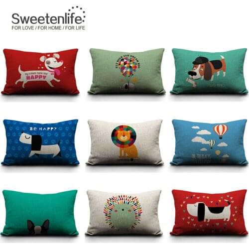 Sweetenlife Pillow Cover 30x50cm Decorative Cushion Covers Dog Sofa Cushion Pillows Cartoon Cushions Home Decor Print Pillowcase