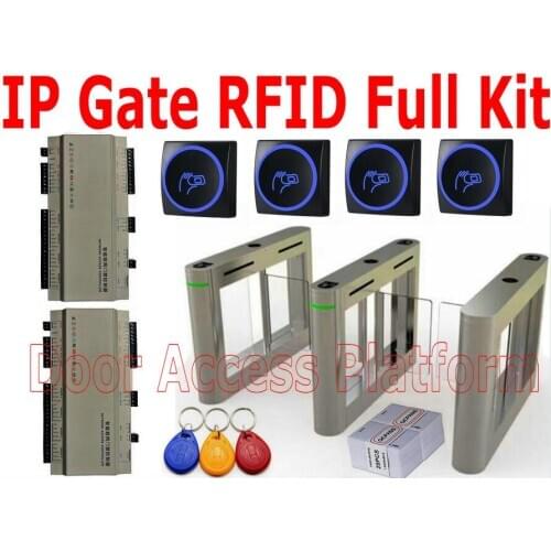 3 pcs Swing Turnstiles with IP Control Web Server+RFID Card Access Speed Gate Standard Turnstile Infrared sensor Sliding gates