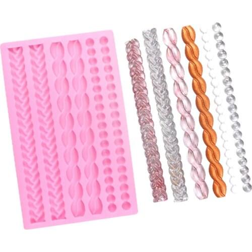 Knit Rope Pearl Silicone Fondant Mould Cake Border Xmas Sugar DIY Baking Mold Mousse/Chocolate Cakes Mould For Cakes Tools