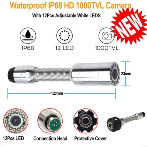 Factory Price 23MM Stainless Steel Waterproof Pipe Inspection System Camera Head Used for Drain Sewer Pipe Borehole Inspection