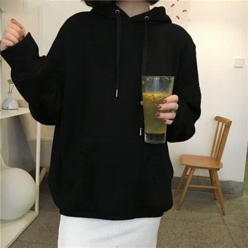 Hoodies Women Hooded Solid Thicker Pockets Loose Womens Hoodie Leisure Simple All-match Korean Style Trendy Students Sweatshirts