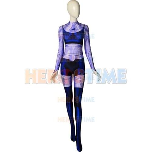 3D Printing Girl Blackfire Suit Women Lady Superhero Starfire Costume Halloween Cosplay Tight Catsuit Custom Made Available