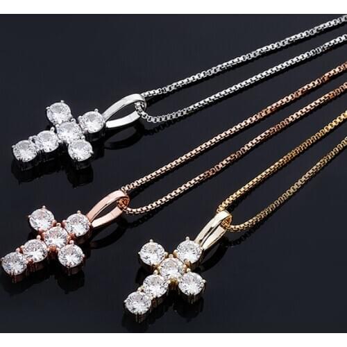 Hip Hop S925 Sterling Silver Bling Ice Out CZ Cross Pendants Necklaces for Women Men Fashion Charm Jewelry Drop Shipping