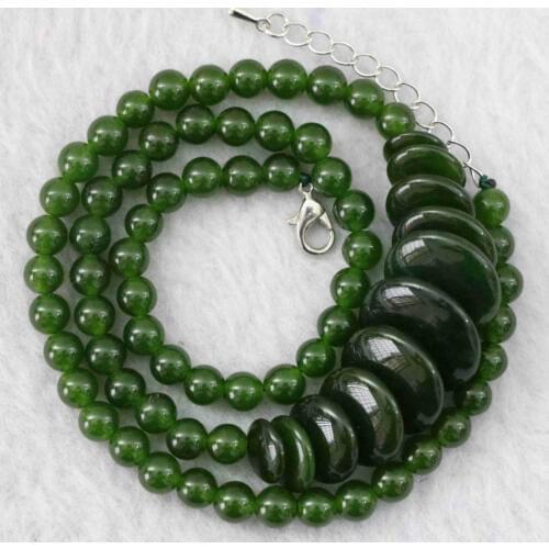 New Taiwan Green Natural Stone Chalcedony Jades 6mm Round Beads Lady Necklace for Women Elegant Chain Choker Jewelry 18inchB1027