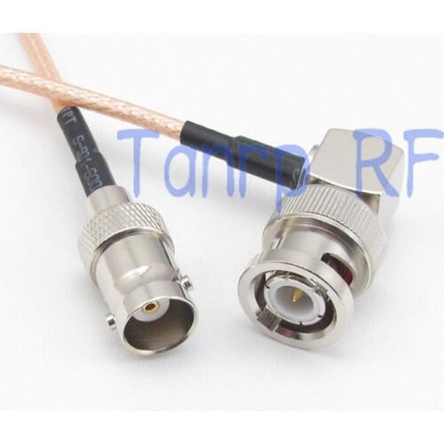 1PCS 1m BNC female to BNC male right angle RF adapter connector 3feet Pigtail coaxial jumper cable RG316