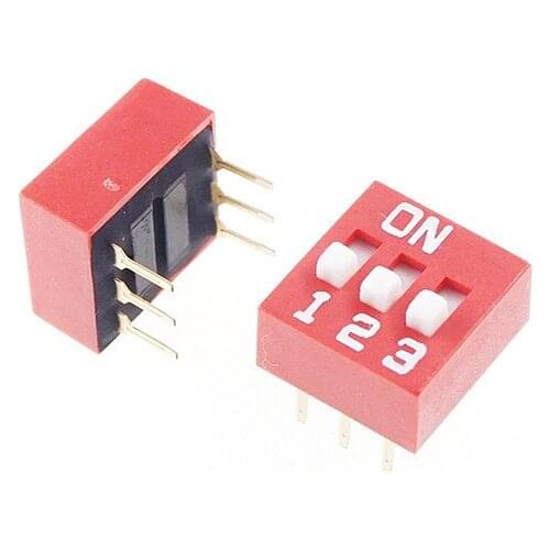 1000pcs Dip Switches SPST 3 Position 2.54mm 0.100" pitch Through Hole Slide (Standard) Actuator raised DIP switch 3 Way