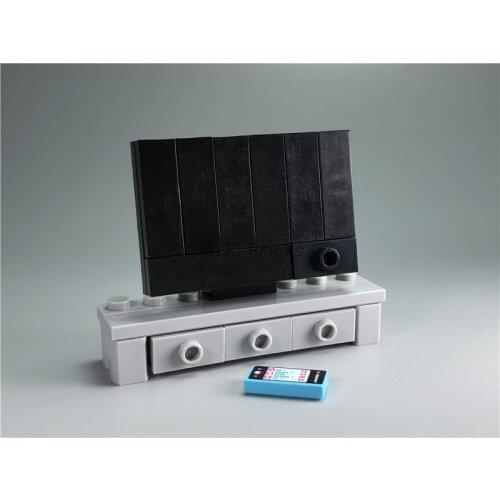 2sets/lot MOC Bricks DIY Furniture TV Stand Remote control Educational Building Blocks Figure Dolls toys for children Xmas gifts