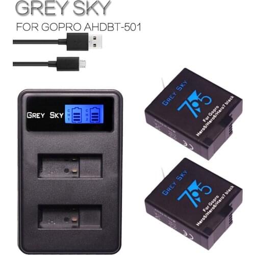 2pcs 1600mAh battery for GoPro Hero5 hero6 hero7 black Bateria Akku for GoPro hero 5 6 7 Hero5 AHDBT 501 battery and charger