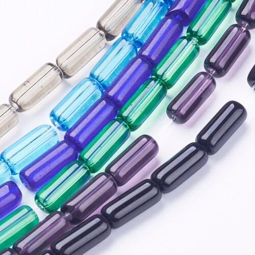 30Strands 9x4mm Transparent Glass Beads Strands Mixed Tube Beads For Jewelry Making , Hole: 0.5mm; about 32~33pcs/strand, 12"