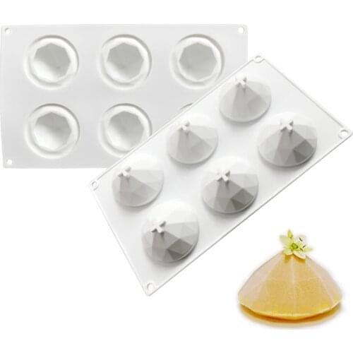 6 Cavity 3D Diamond Mould DIY Silicone Molds Chocolate Mold Baking Pastry Mousse Moule Soap Making Supplies Cake Tools